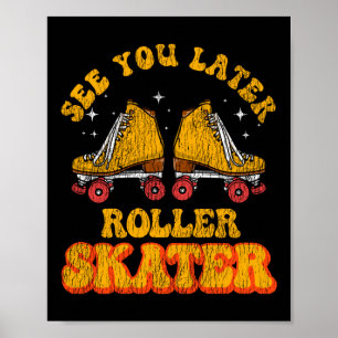 Rollschuhlaufen Bis später Rollschuhläufer 1970er Poster
