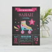 Rollschuhlaufen Party Roller Skate Geburtstag Einladung (Stehend Vorderseite)