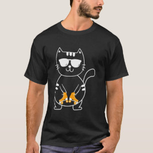 Rollschuhlaufende Katze Skater Rollschuhe Roll Ska T-Shirt