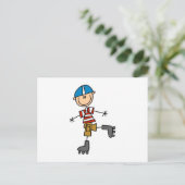Rollschuhlaufende Stabfigur Postkarte (Stehend Vorderseite)