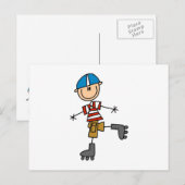 Rollschuhlaufende Stabfigur Postkarte (Vorne/Hinten)