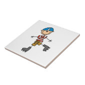 Rollschuhlaufende Stockfigur Fliese (Seite)