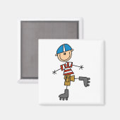 Rollschuhlaufende Stockfigur Magnet (Vorderseite/Rückseite)