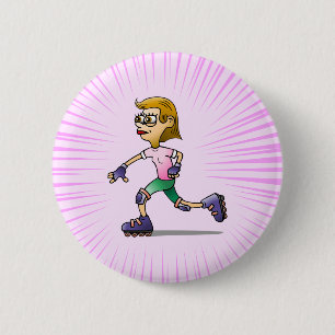 Rollschuhlaufendes Mädchen Button