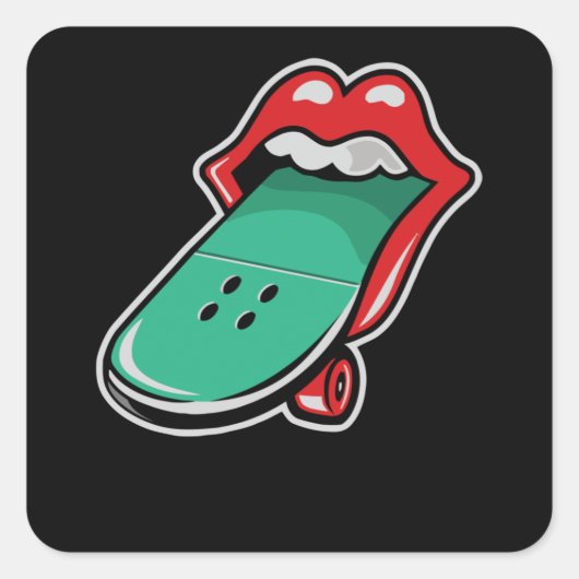 Rollskateboard Quadratischer Aufkleber (Vorderseite)