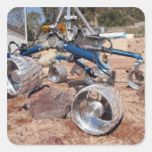 Rollstuhl, ein Mobilitätstestmodell Quadratischer Aufkleber (Vorderseite)