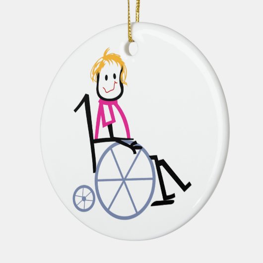 Rollstuhl-Kind Keramikornament (Links)