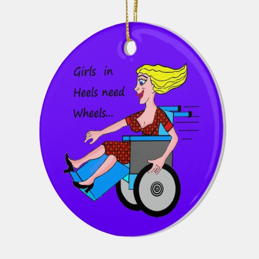 Rollstuhl-Mädchen im Heels Keramikornament (Links)