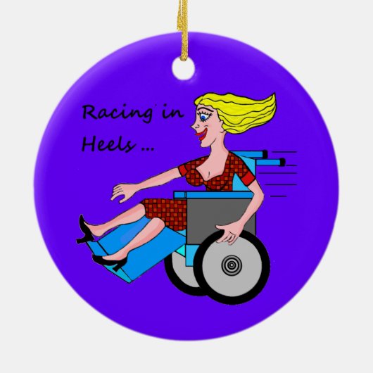 Rollstuhl-Mädchen im Heels Keramikornament (Hinten)