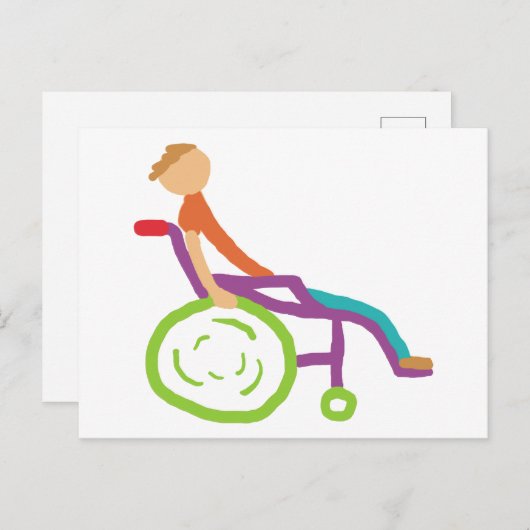 Rollstuhl Postkarte (Vorne/Hinten)