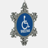 Rollstuhl Schneeflocken Zinn-Ornament (Links)