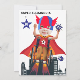 Rollstuhl Superhero Girl 💥 Flying Hero Birthday Einladung