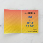 Rollstuhl Superhero Girl 💥 Flying Hero Birthday Karte (Innenseite)