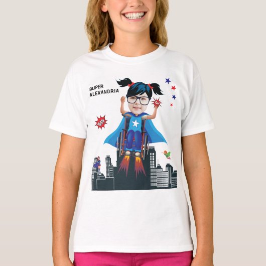 Rollstuhl Superhero Girl 💥 Flying Hero Birthday T-Shirt (Vorderseite)