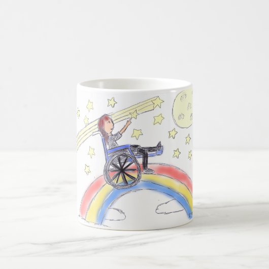 Rollstuhl-Träume - über dem Regenbogen Kaffeetasse (Mittel)