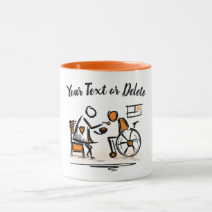 Rollstuhl. Zuhause. Krankenpfleger Tasse