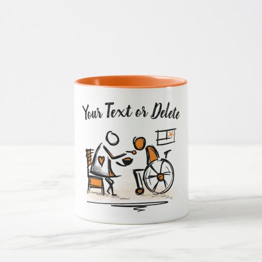 Rollstuhl. Zuhause. Krankenpfleger Tasse (Zentrum)