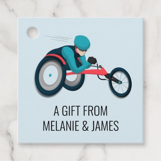 Rollstuhlfahren Geschenkanhänger (Vorderseite)