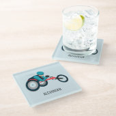 Rollstuhlfahren Glasuntersetzer (Schrägansicht)