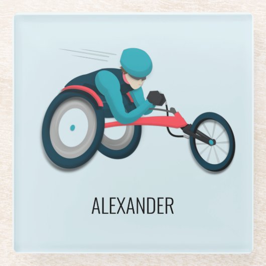 Rollstuhlfahren Glasuntersetzer (Vorderseite)