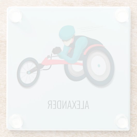 Rollstuhlfahren Glasuntersetzer (Rückseite)