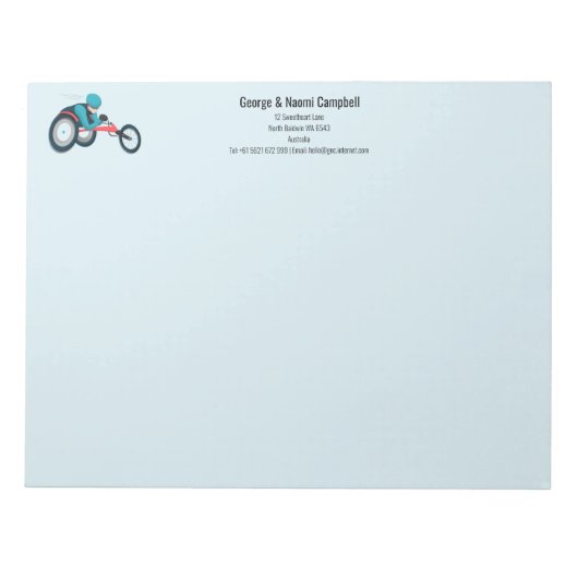 Rollstuhlfahren Notizblock (Vorderseite)