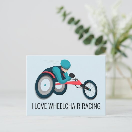 Rollstuhlfahren Postkarte (Stehend Vorderseite)