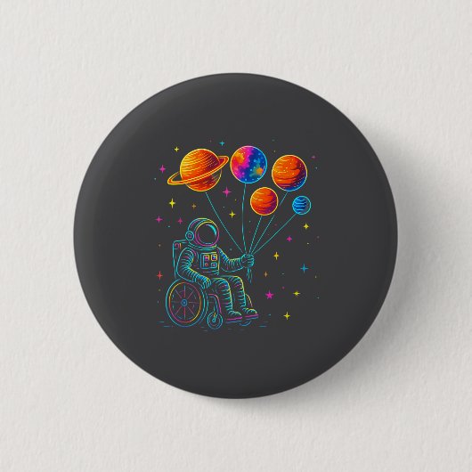 Rollstuhlfahrender Astronaut Motivation Kinder Wel Button (Vorderseite)