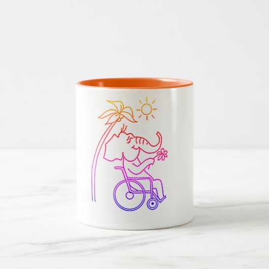 Rollstuhlfahrer Elefant Zweifarbige Tasse (Mittel)
