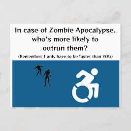 Rollstuhlfahrer entkommen in der Zombie-Apokalypse Postkarte
