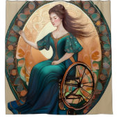 Rollstuhlfahrerin tanzt fröhlich duschvorhang (Vorderseite)