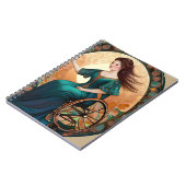 Rollstuhlfahrerin tanzt fröhlich notizblock (Linke Seite)