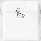 Rollstuhlkid Quadratischer Aufkleber (Tasche)
