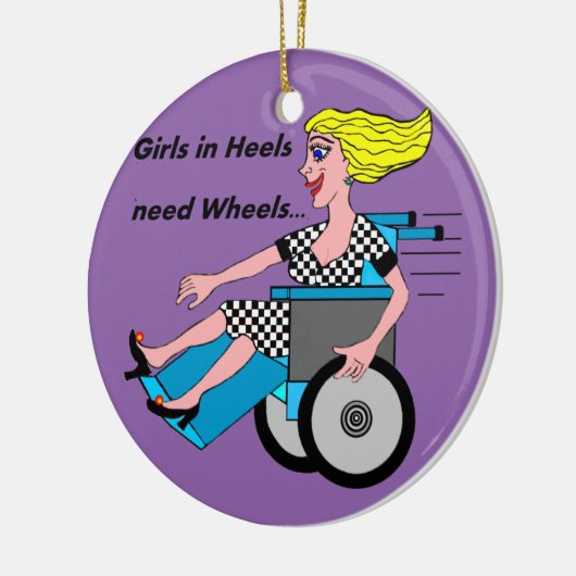 Rollstuhlmädchen in Heelsen Keramikornament (Links)