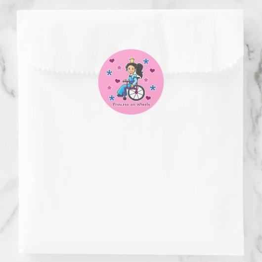 RollstuhlPrinzessin Runder Aufkleber (Tasche)