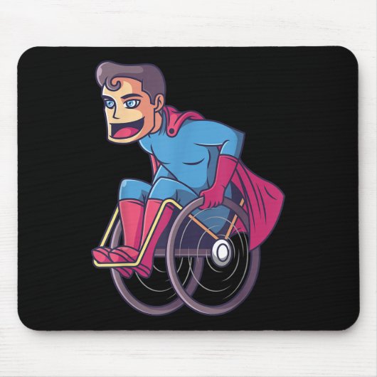 Rollstuhlsuperhero I Amputee Handicap Behinderung Mousepad (Vorne)