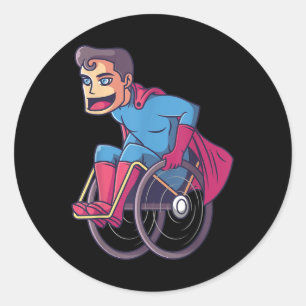 Rollstuhlsuperhero I Amputee Handicap Behinderung Runder Aufkleber