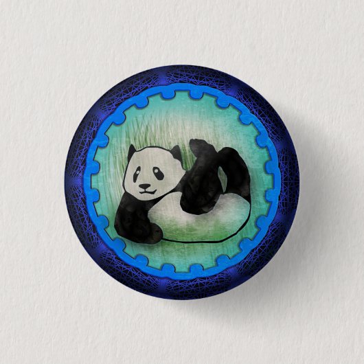 Rolly Polly freundlicher Panda-Kumpel im Blau Button (Vorderseite)
