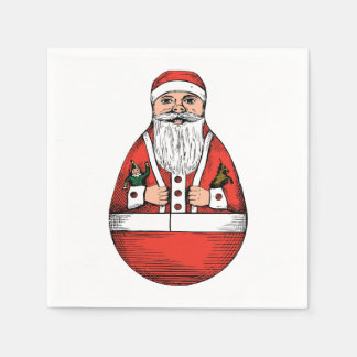Rolly Polly Santa Toy White Paper Napkin Serviette
