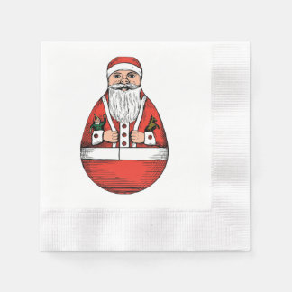 Rolly Polly Santa Toy White Paper Napkin Serviette