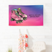 Rolon Over Roller Skate Girl Birthday Party Banner (Insitu)