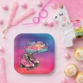 Rolon Over Roller Skate Girl Birthday Party Pappteller (Party)