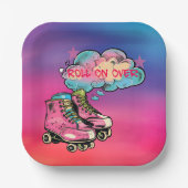 Rolon Over Roller Skate Girl Birthday Party Pappteller (Vorderseite)