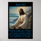 Rom 12:1 Jesus nahe dem ruhigen Ozean Poster (Vorne)