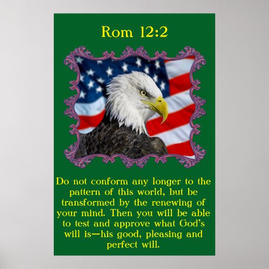 Rom 12:2 mit einem Adler vor einer amerikanischen Poster (Vorne)