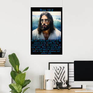 Rom 12:2 mit Jesus am Strand Poster