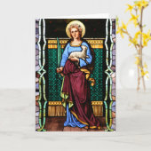 Rom-Agnes mit Lamm und Palmenblatt Karte (Gelbe Blume)