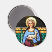 Rom-Agnes mit Lamm und Palmenblatt Magnet (Vorderseite/Rückseite)