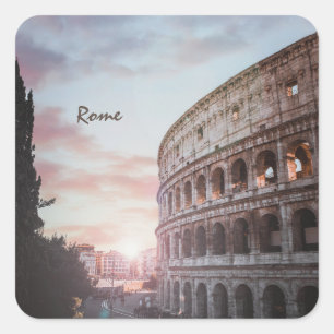 Rom Antike Architektur Sonnenuntergang Stadt Quadratischer Aufkleber