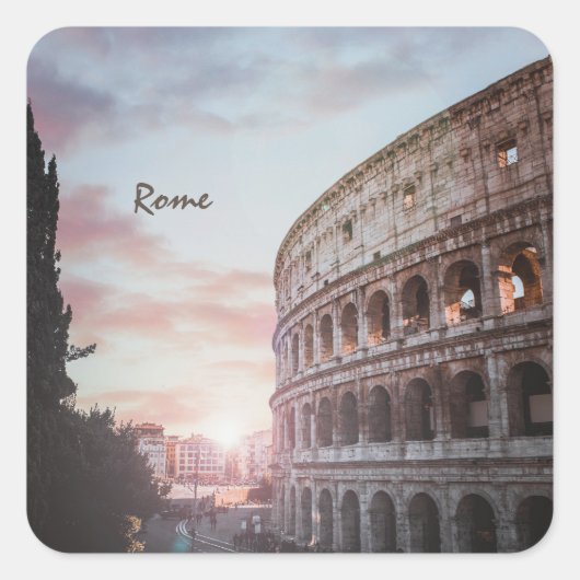 Rom Antike Architektur Sonnenuntergang Stadt Quadratischer Aufkleber (Vorderseite)
